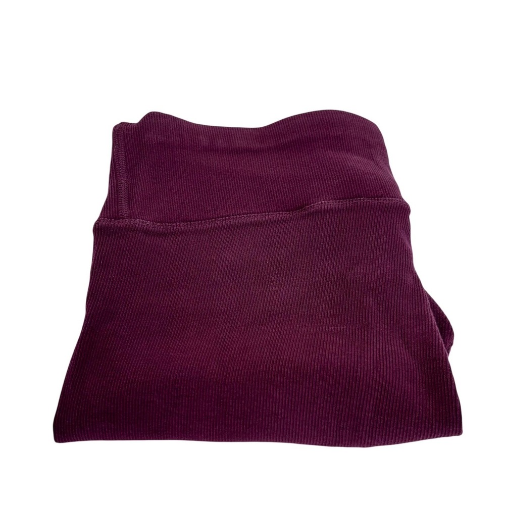 Pact Womens Ribbed High Waist Leggings XL Burgundy Wine Organic Cotton Stretch